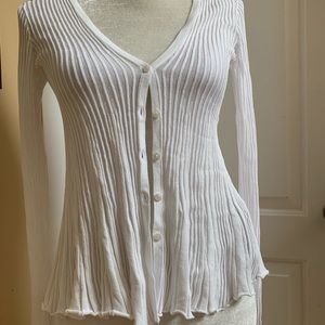 Massimo Dutti Women White Cardigan Sweater Top XS